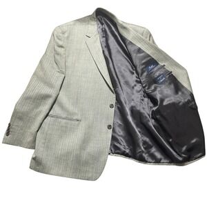 Ralph Lauren Mens 52R Grey Herringbone Silk Wool Blazer Sport Coat 2 Button